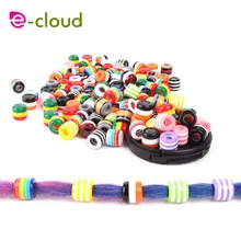100 шт./пакет Смешанные Радуга Цвет смолы бусины для дредов, подвязанные лентой, с объемной волной, шарик Пластик 6 мм отверстие плетение Автофокус AF Macro прическа инструмент