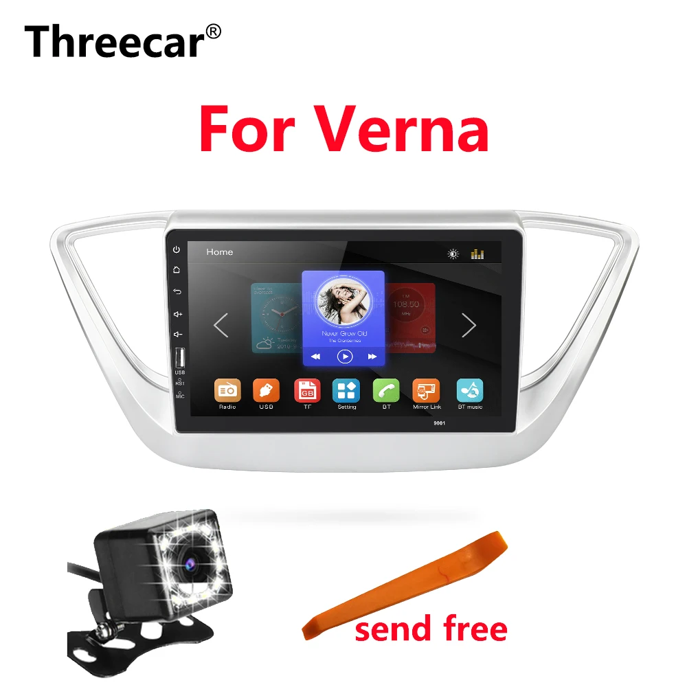 

Carplay Mirrorlink Android Car radio 9'' 1080P Bluetooth Multimedia Player For Hyundai solaris verna accent 2016 2017 No Android