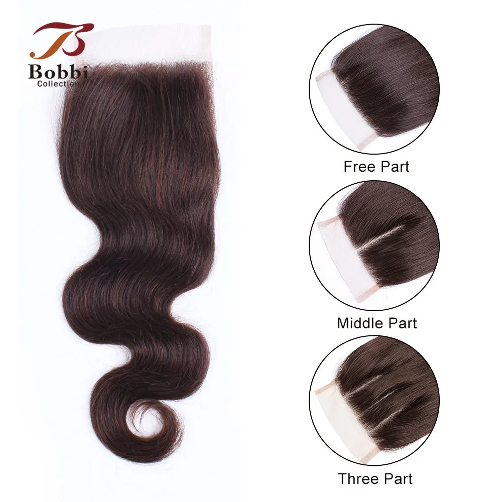 BOBBI коллекция цвет 2 темно-коричневый объемные волнистые волосы 2/3 пучков с закрытием шнурка индийские не Реми человеческие волосы плетение 12-24 дюймов