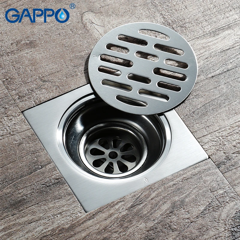 GAPPO Floor Drains Chrome Brass Square Shower Floor Drain Cover Bathroom Drain Sink Bath Tub