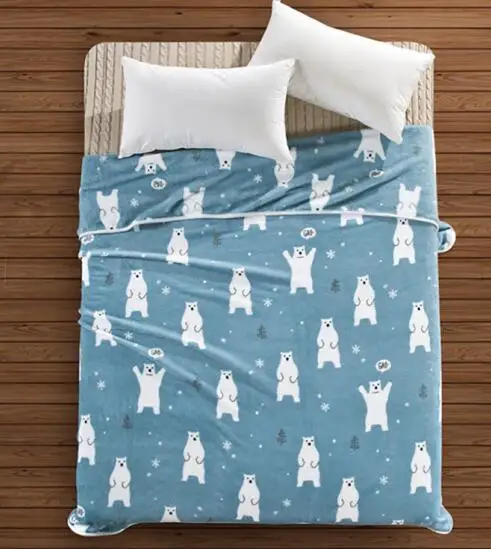 

YOYIHOME 2 different color Bull Terrier/Polar bear Printed Flannel Fabric blanket also adjust to baby Bed Blanket Cover