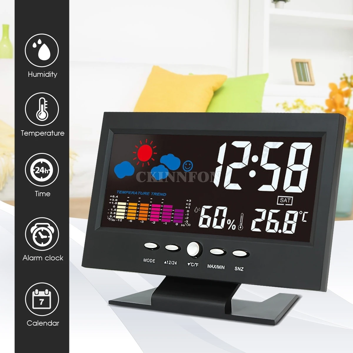 

DHL 60PCS LCD Screen Digital Backlight Snooze Alarm Clock Thermometer Weather Forecast Station Temperature Humidity Time Display