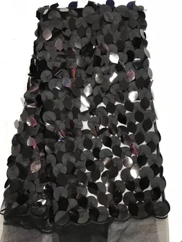 

Black High Quality African Lace Fabric Net 2019 French Lace Fabric Tulle With Sequins Nigerian Lace Fabric For Wedding