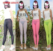 Ultra-thin transparent tight trousers skinny pants slim hip sexy legging milk silk perspectivity bling optical viscose