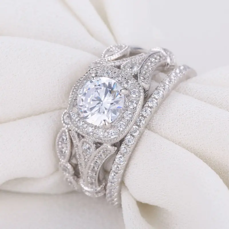 Prix pour 2 Ct Solide 925 En Argent Sterling De Bijoux De Mariage Triple Anneau ensembles Pour Femmes Exquis Superbe AAA CZ De Mode Conception Livraison gratuite Prix pour 2 Ct Solide 925 En Argent Sterling De Bijoux De Mariage Triple Anneau ensembles Pour Femmes Exquis Superbe AAA CZ De Mode Conception Livraison gratuite