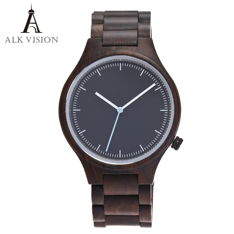 fashion wood watch men quartz wooden watch male casual bracelet wrist watch men top brand luxury clock ALK Vision