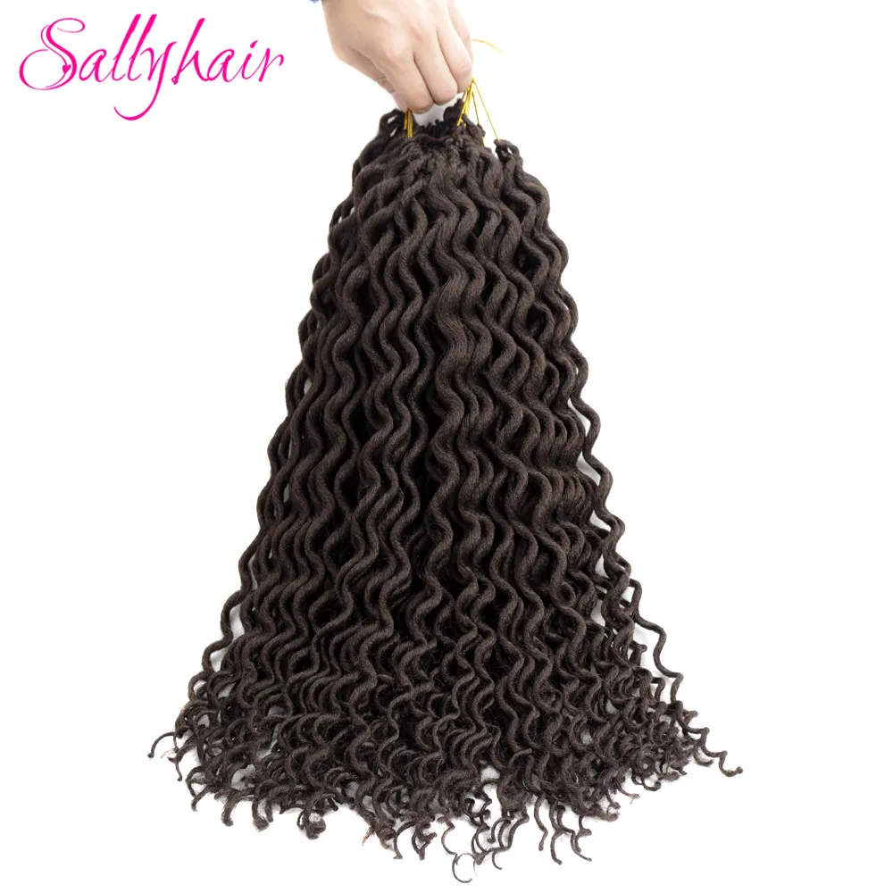 Sallyhair 24 18 дюймов американского африканского Faux locs CURLY, на крючках, косички, чёрный; коричневый синтетические косички, волосы для наращивания на самых лучших брендов