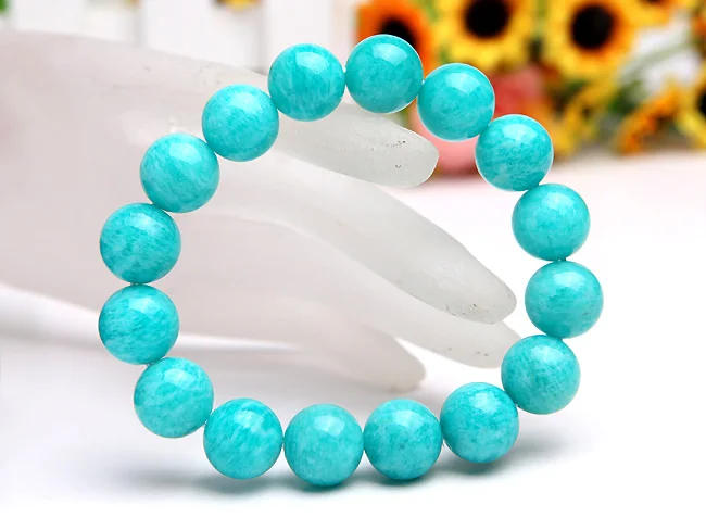 

Natural Mozambique Green Amazonite Gemstone Women Men Stretch 14mm Healing Stone Round Beads Bracelet Fashion Jewelry AAAA