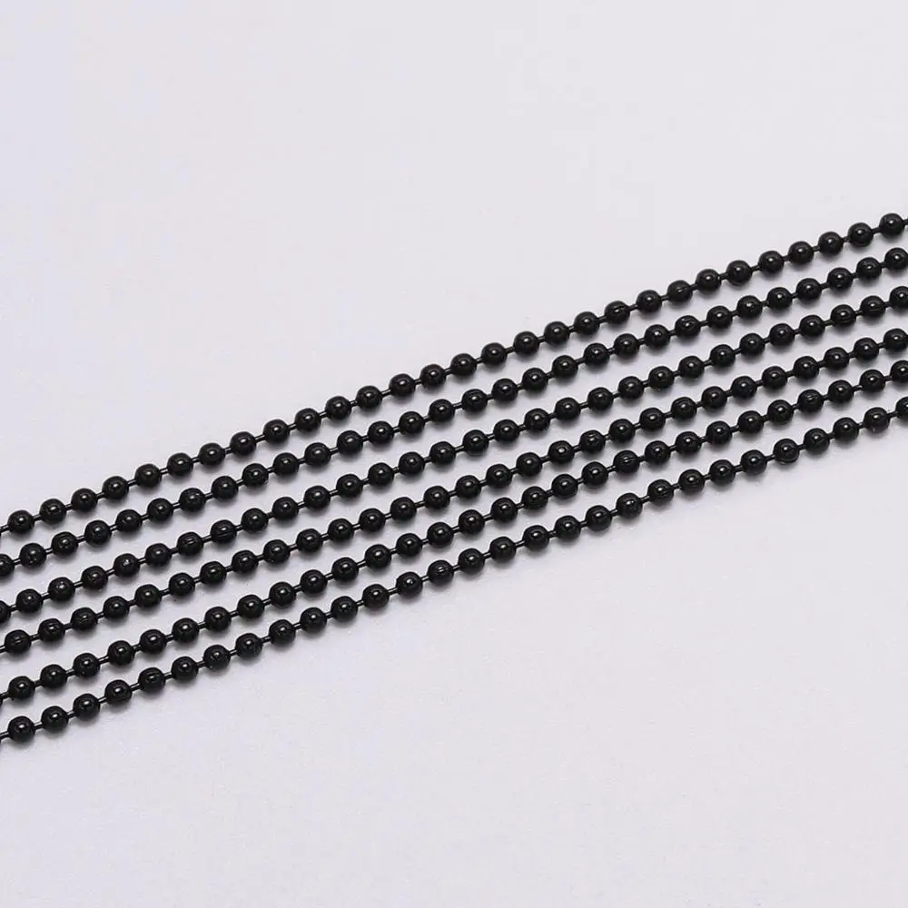 5 м/лот, 1,2, 1,5, 2,0 мм, металлические цепочки из шариков, фурнитура для ожерелья, цепочка для изготовления ювелирных изделий, аксессуары своими руками - Цвет: Black