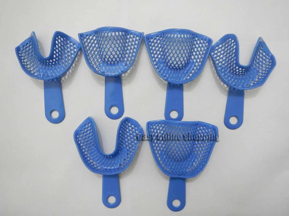 Dental Blue Plastic Steel Impression Trays New Dental Instruments 10pcs