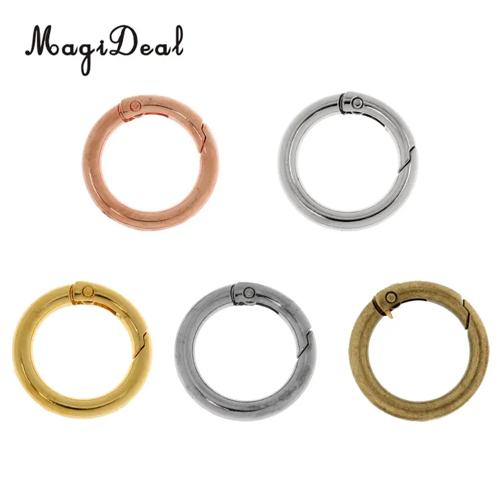 MagiDeal Light Weight 5 Pieces 28mm Alloy Round Carabiners Camping Spring Clip Keychain Circle Carabiner for Camping Hiking