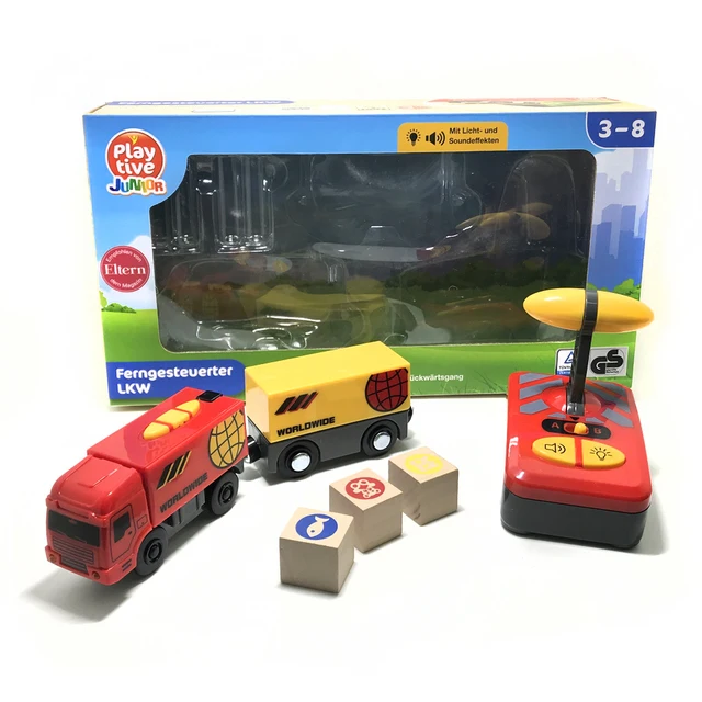 Free shipping Remote control electric magnetic link compatible BRIO wooden track white Harmony train and red worldwide train 6