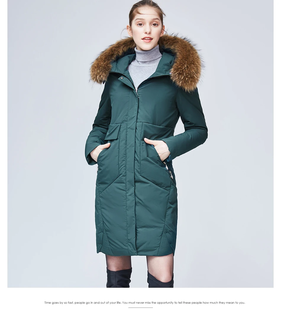 Евразии Дизайн зима Для женщин полный длинное пальто природа енот меховой воротник капюшон толстые куртки леди парки верхняя одежда красный YD1862