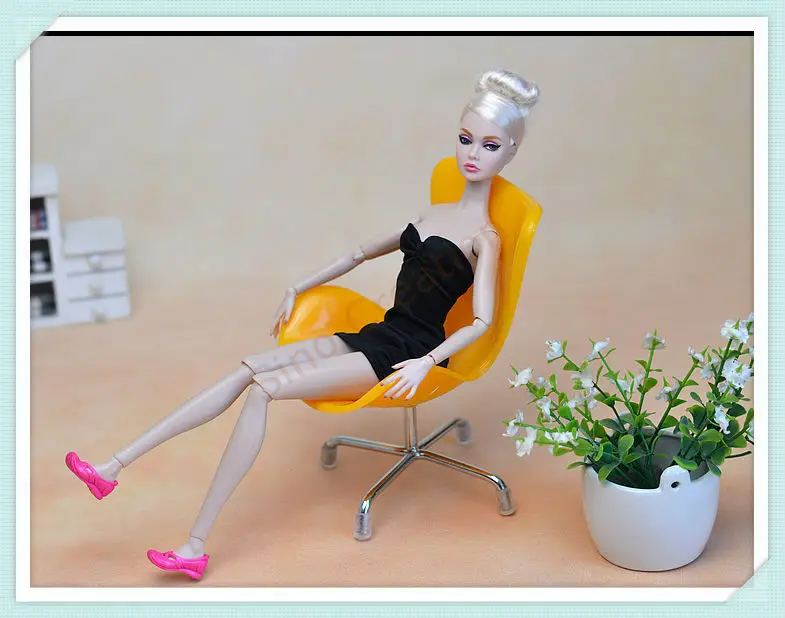 6 шт./лот пластиковая Модная Кукла стулья, 6 цветов Смешанная 1/6 кукла аксессуары, кукольная мебель игрушечное кресло для Blythe BJD куклы