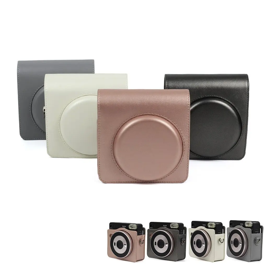 Защитный чехол для камеры моментальной печати Fujifilm Instax Square SQ6 из искусственной кожи с плечевым ремнем для мгновенной печати SQ6
