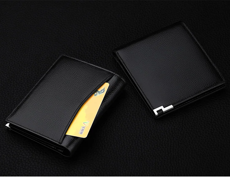 Мужской короткий кошелек для кредитных карт из натуральной кожи мужской кошелек двустворчатый классический вертикальный горизонтальный