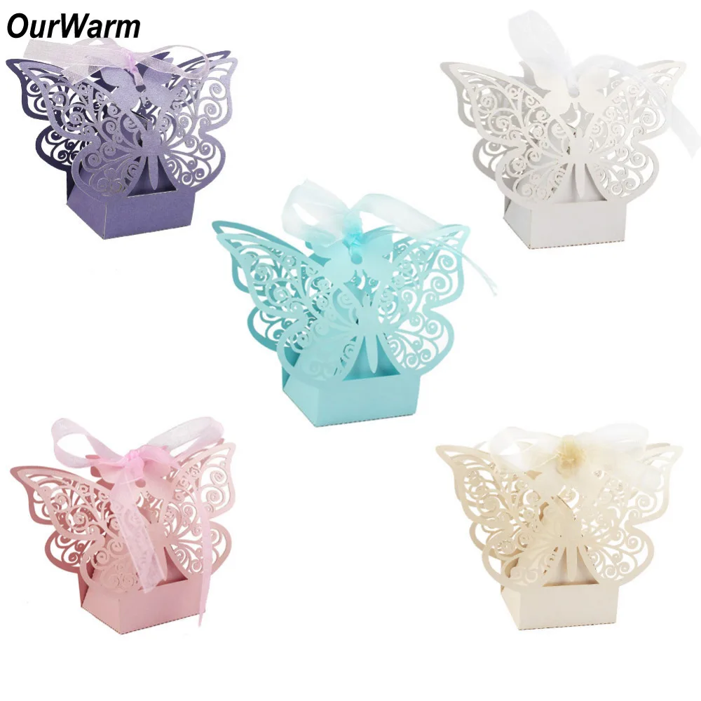 Ourwarm 10Pcs Cute Paper Candy Box Wedding Favors Gift Box Chocolate Box for Guests Party Supplies Wedding Decoration