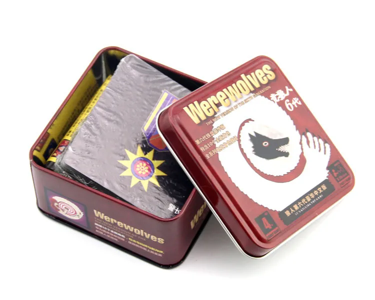 

board games werewolf game with Chinese rules for family fun card game metal box