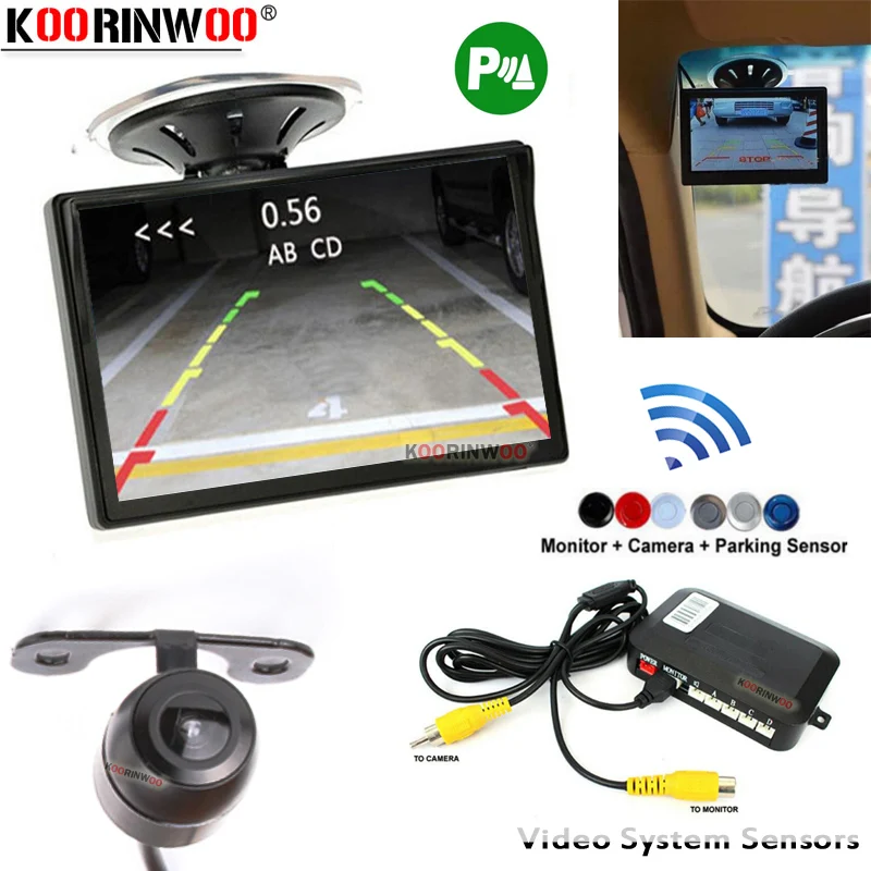 Koorinwoo Универсальный электромагнитный беспроводной датчик парковки системы ЖК-монитор аксессуары камера заднего вида для BMW/Toyota/KIA