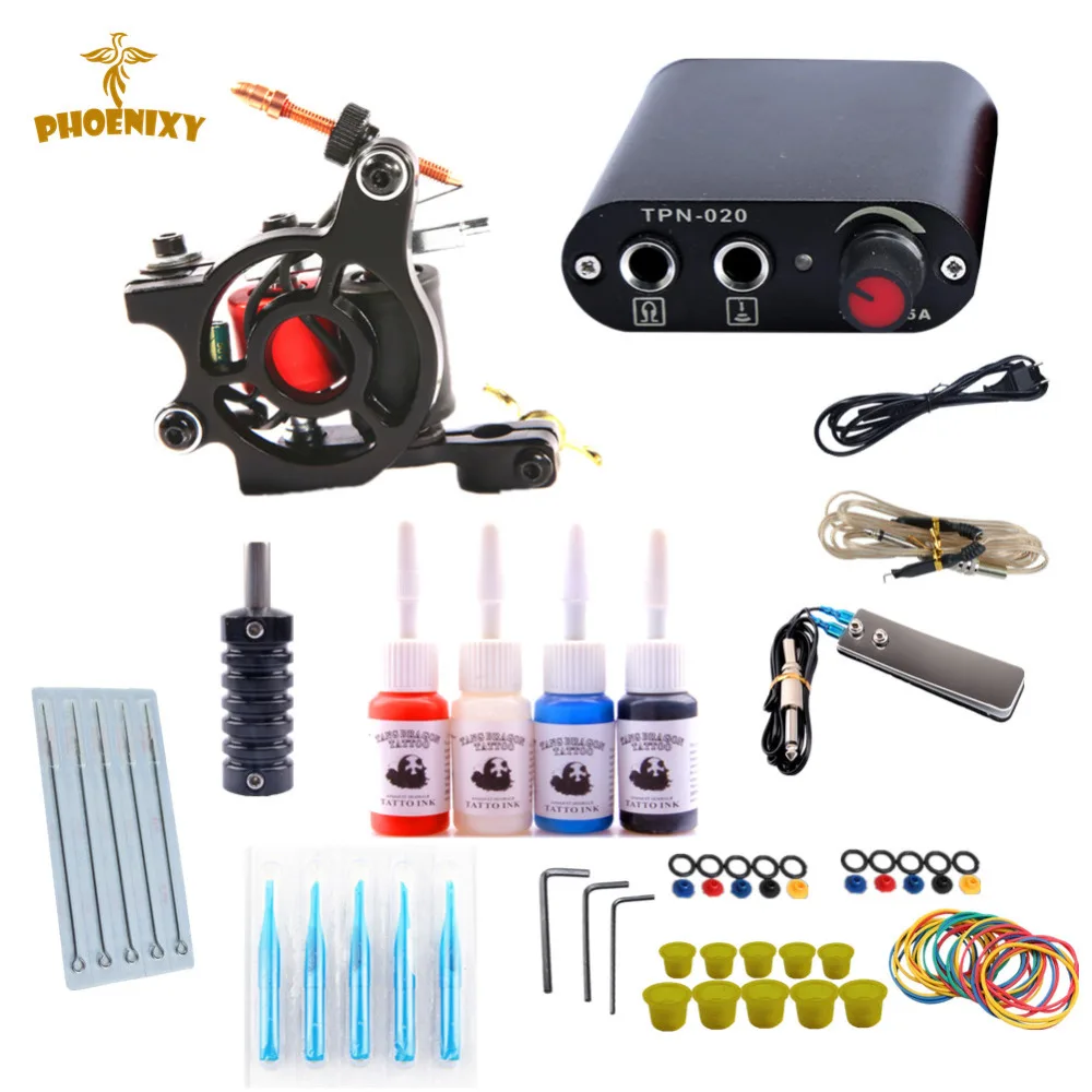

Starter Tattoo Machine Set Beginner Tattoo Kit Machine Guns 4Pcs Tattoo Ink Pigment Set Power Supply Grips Kits Permanent Makeup
