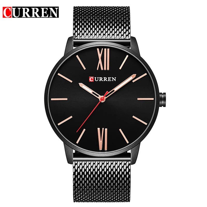 

CURREN Brand 2019 Top Simple Minimalism Luxury Quartz Wrist Watches For Men Relogio Masculino Black / Gold Stainless Steel 8238
