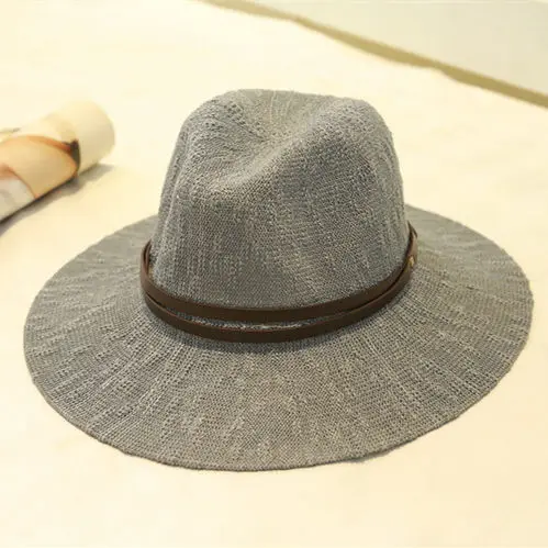 2018 قبعة القش لرعاة البقر مع حزام جلد الجاز بنما كاب الصيف الشاطئ الصلبة قبعات للرجال والنساء الأشعة فوق البنفسجية حماية B2