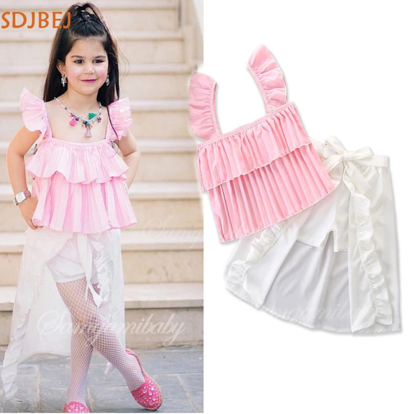 Одежда в стиле принцессы для девочек комплект детской одежды; Roupa Menina комплект для девочек Ensemble Fille Ete 3 шт. топы и шорты юбка одежда для