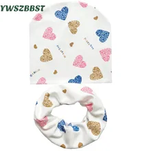 Baby Hat Infant Caps Cotton Scarf Baby Beanies Love Heart Print Spring Autumn Children Hat Scarf