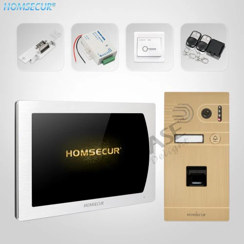

HOMSECUR 4 Wire 7inch Video Door Phone Intercom System with Fingerprint Camera 1.3MP IP65 Fail Safe NC Lock BC061HD-G+BM717HD-S