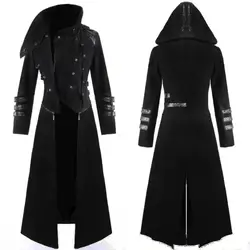 НОВЫЙ Скорпион мужские пальто, длинная куртка в готическом стиле стимпанк Тренч с капюшоном средневековый Косплэй костюм