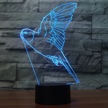 

parrot shape 3D illusion night lamp 7 Changing Colors touch switch support USB