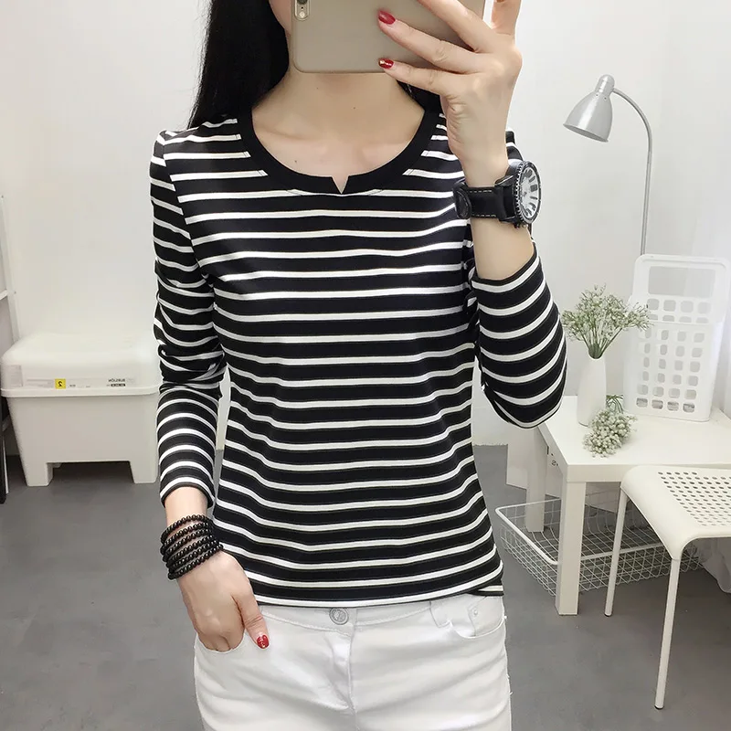 

Spring And Autumn Postpartum Women Zipper Nursing T-shirt Long Sleeve Breastfeeding Cotton Tees V-neck Stripe Long-Sleeved Tops