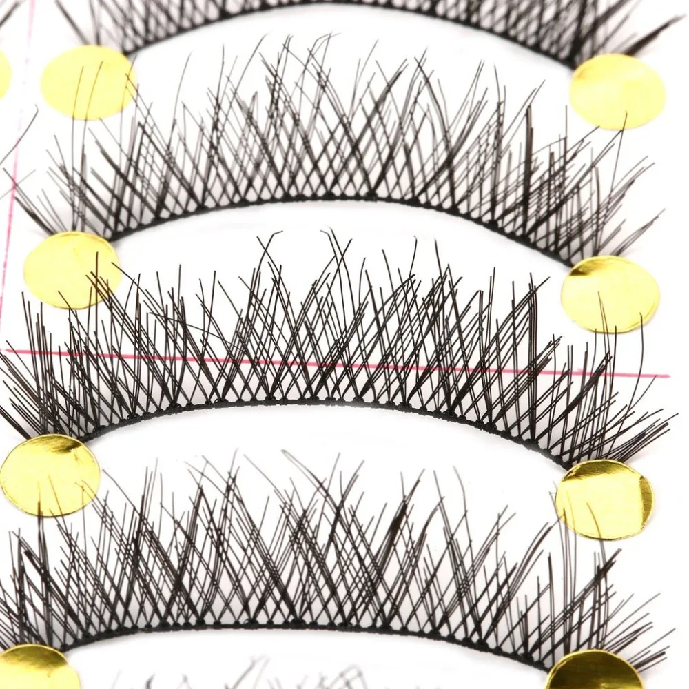 

10 Pairs Hand Made Natural Cross Fish Line Black Long Thick Soft Reusable False Eyelashes Fake Eye Lash for Makeup Cosmetic
