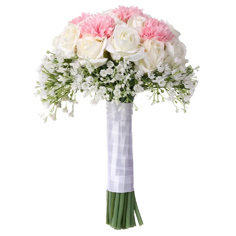 

Bride Holding Flowers Romantic Wedding Colorful Gypsophila Bride 'S Bouquet Pink White Bridal Bouquets