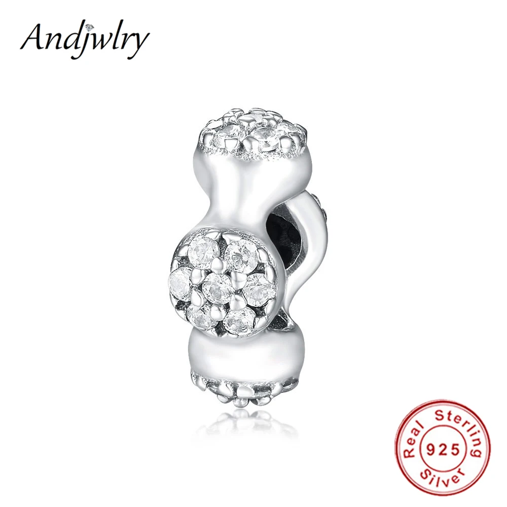

2018 Summer Newest 925 Sterling Silver Round Spacer Charm Beads With CZ Fits Original Pandora Charms Bracelet DIY Jewelry Gift
