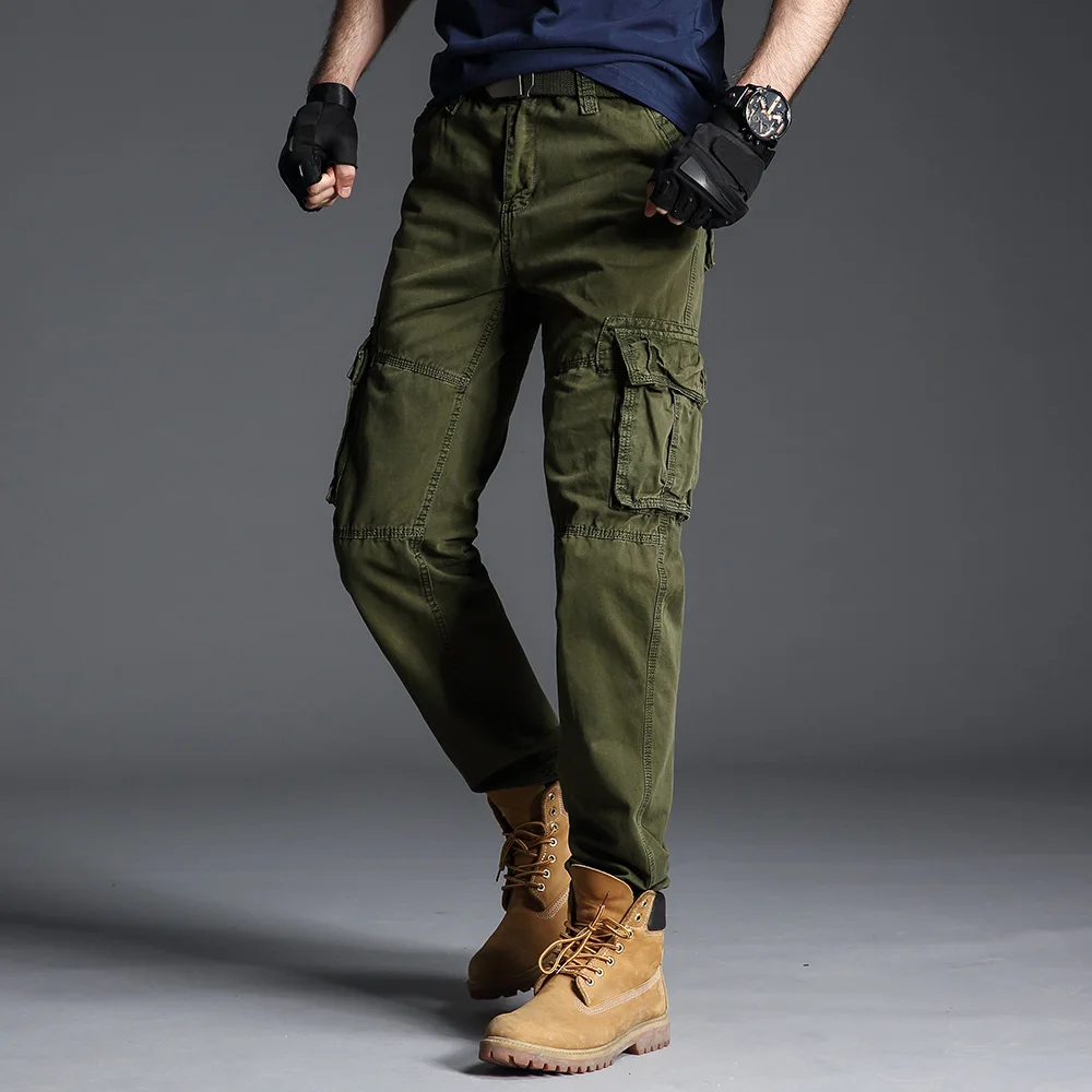 2019 Spring Fashions Men's Cargo Pants Casual Loose Multi Pocket Military Pants Long Trousers for Men Joggers Plus Size 29-40