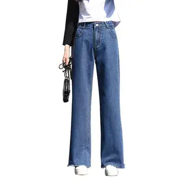

Women Wide Leg Pants Jeans Harajuku 2020 High Waist Casual Loose Jeans Women Vintage Tassels Jeans Wide Leg Denim Pants