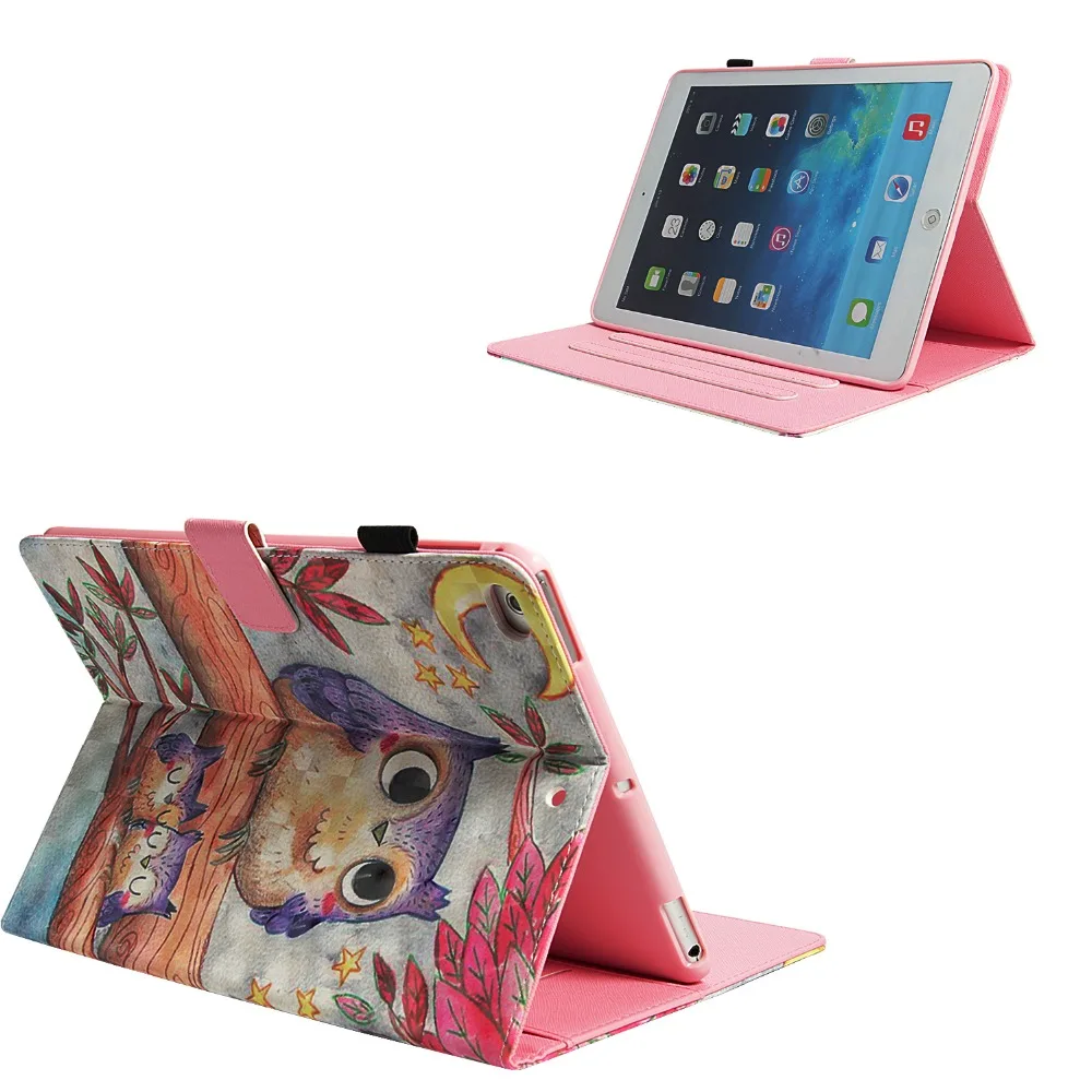 Чехол с фиолетовым рисунком Совы из ПУ и поликарбоната с отделением для карт для iPad 9,7 Air 1 2 Pro 9,7 10,5 Mini 1234 iPad 234