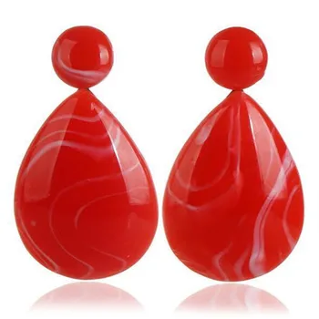 

Exaggerated Resin Water Drops Red Gem Earrings Bohemian Earrings for Female Fashion Jewelry free shipping