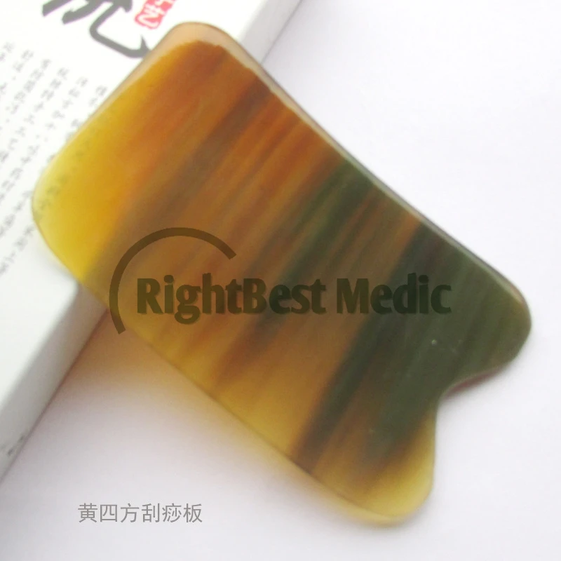 Yellow BUFFALO HORN GuaSha Board Health Care Massage Scrape guasha plates Slimming Guasha Tools Big Square Shape |