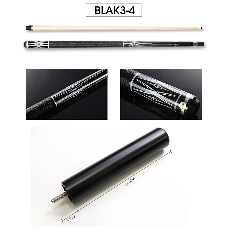 Новое поступление BLAK Бильярд Пул Cues Stick 13 мм 11,5 мм 9,5 мм с расширением черный/серебристый цвета Китай - Цвет: BLAK34 with Black
