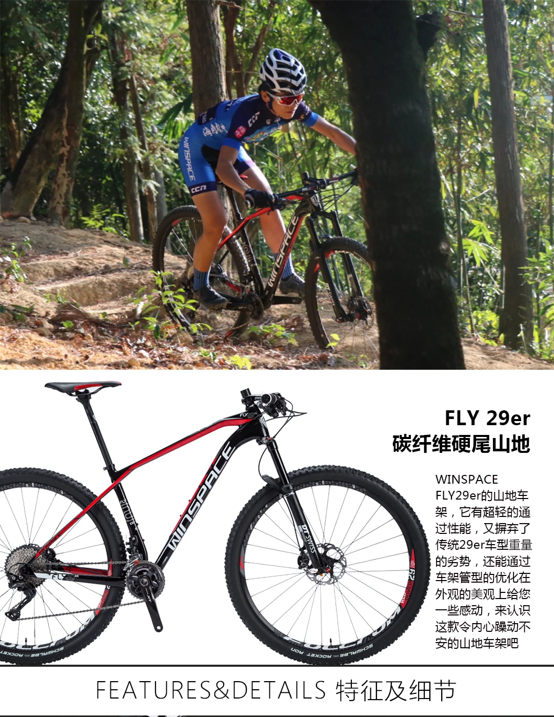 WINSPACE FLY 29er MTB велосипедная Рама углеродное волокно велосипедная Рама углерод XC рама 1160 г