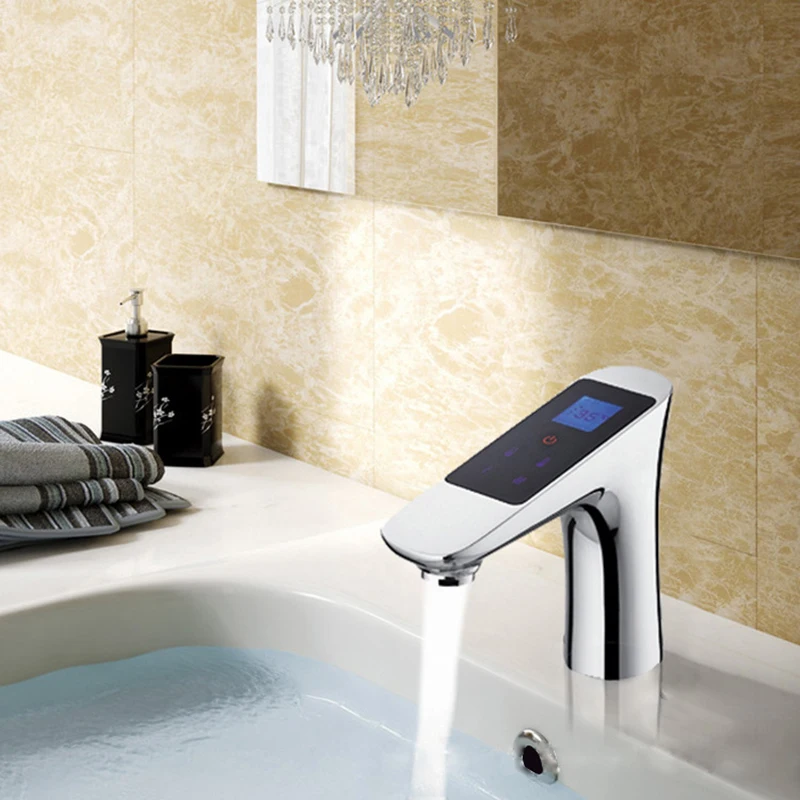 Buy Chrome Thermostat 220V Digital Faucet Thermostat Temperature Flow Control