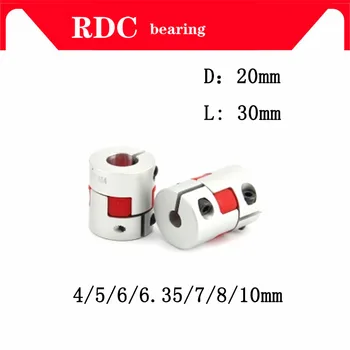 

High quality 1PCS Flexible plum clamp coupler D20 L30 shaft size CNC Jaw shaft coupling 4/5/6/6.35/7/8/10mm 5mm 8mm D20L30
