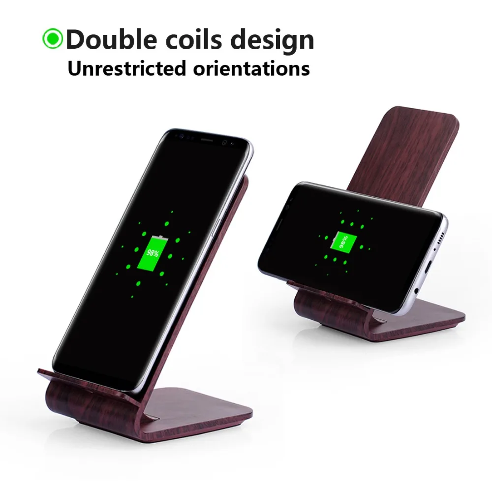New A8 deep wood grain Wireless Charger Standered Fast Charging for