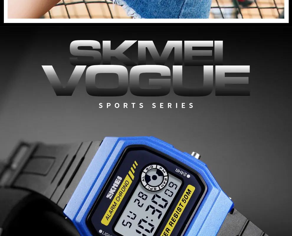 SKMEI 1413 Women Sport Watch Lover Couple Wristwatch Stopwatch Alarm Digital Watch Waterproof PU Strap Watch