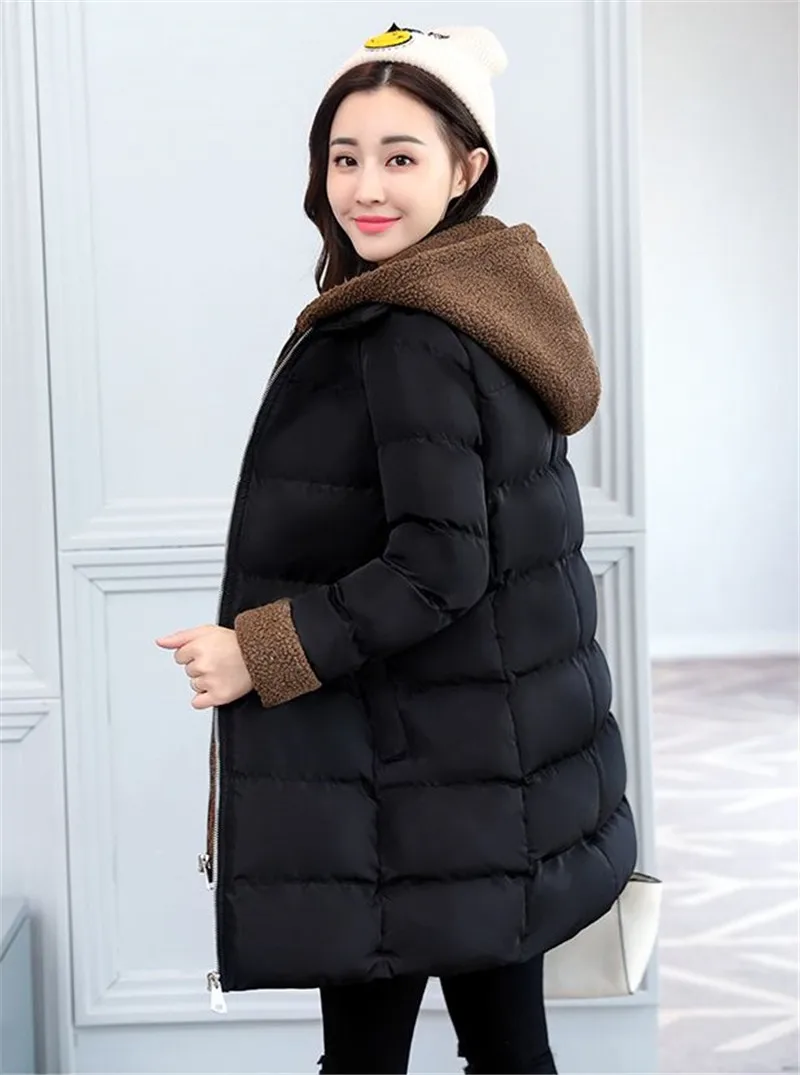 Большой размер, женская пуховая хлопковая куртка, зимняя, плотная, свободная, тонкая, теплая, хлопковая верхняя одежда, для девушек, высокое качество, пальто с капюшоном, 5XL A16