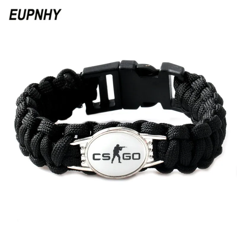 

EUPNHY 1Pcs Game CS GO Logo Woven Charm Bracelet Vintage Punk Style Handmade Braided Bangle Bracelet Wristband for Fans
