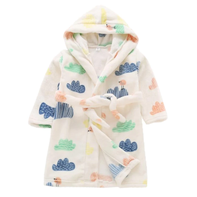 Фланель для мальчиков и девочек, банный халат с капюшоном, банные халаты, полотенце, одежда для сна, детские пижамы с длинными рукавами для малышей, купальные халаты с поясом JW4144E - Цвет: 4 baby girl clothes