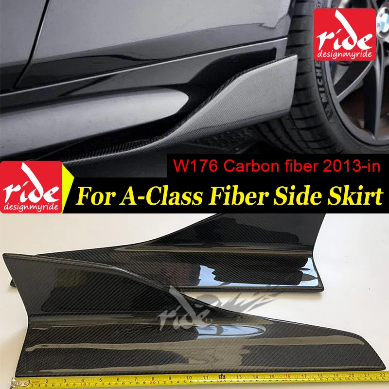 

W176 Carbon Fiber Side Bumper Extension Skirt For Mercedes Benz W176 A180 A200 A250 General-purpose Side Skirts Splitters Flaps